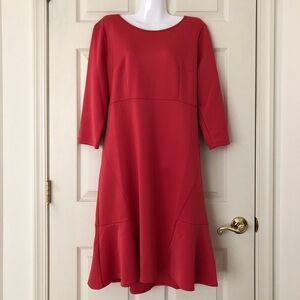 NWT Eloquii Side Ruffle Hem Coral Scuba Knit Dress Size 16
